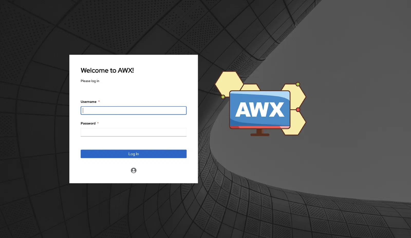 The AWX login page — local username/password, and the small SSO icon below the button that took an embarrassingly long time to appear